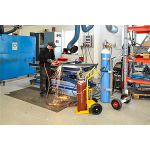 Karren Gasflaschenwagen, bis 150kg belastbar, Vollgummiräder 250x60mm, gelb