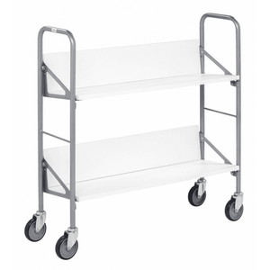 Archivwagen in weiss mit 4 Buchstützen und 50kg Tragkraft