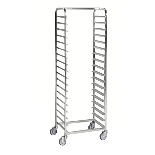 Tablettwagen, für 18 Tabletts, bis 150kg belastbar, 4 Lenkrollen, verzinkt