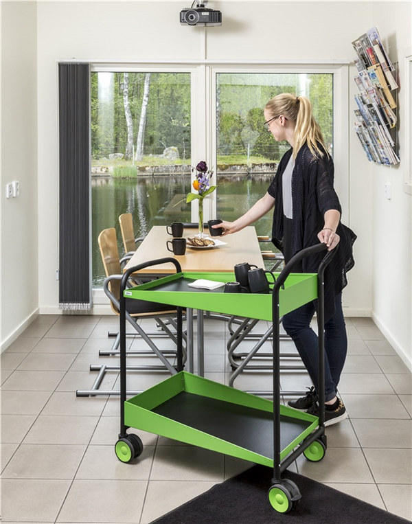 Design Tischwagen Servierwagen mit 2 Böden Grün/Schwarz