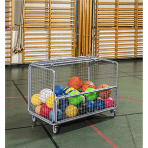 Gitterwagen bis 150kg belastbar, 4 Lenkrollen, 2 davon mit Bremse, grau