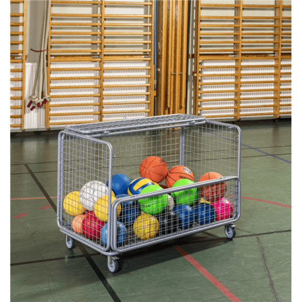 Gitterwagen bis 150kg belastbar, 4 Lenkrollen, 2 davon mit Bremse, grau