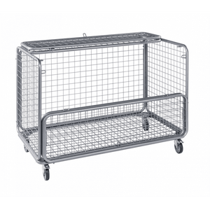 Gitterwagen bis 150kg belastbar, 4 Lenkrollen, 2 davon mit Bremse, grau