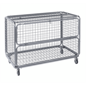 Gitterwagen bis 150kg belastbar, 4 Lenkrollen, 2 davon mit Bremse, grau