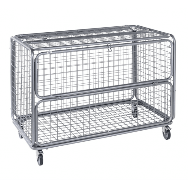 Gitterwagen bis 150kg belastbar, 4 Lenkrollen, 2 davon mit Bremse, grau