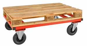 Palettenwagen bis 800kg belastbar, 2 Bockrollen, 2 Lenkrollen mit Bremse, blau