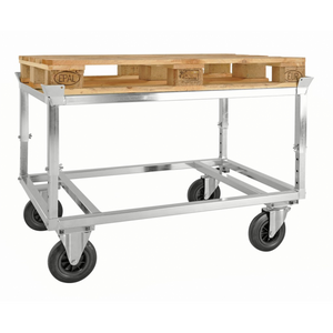 Palettenwagen mit Palettenhalter, bis 800kg belastbar, 2 Bockrollen,