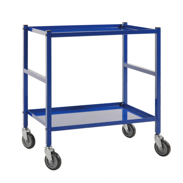 Tischwagen 2 Böden, bis 150kg belastbar, 4 Lenkrollen, blau
