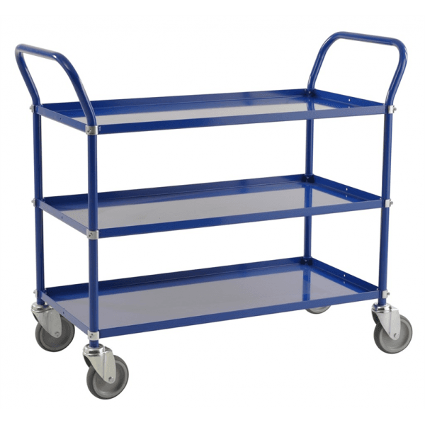 Etagenwagen mit 3 Böden bis 250kg belastbar, 4 Lenkrollen, 2 davon mit Bremse,