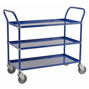 Etagenwagen mit 3 Böden bis 250kg belastbar, 4 Lenkrollen, 2 davon mit Bremse,