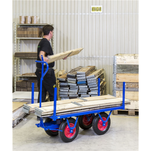 Schwerlastwagen bis 1500kg belastbar, 4 Bockrollen, Deichselbremse, blau