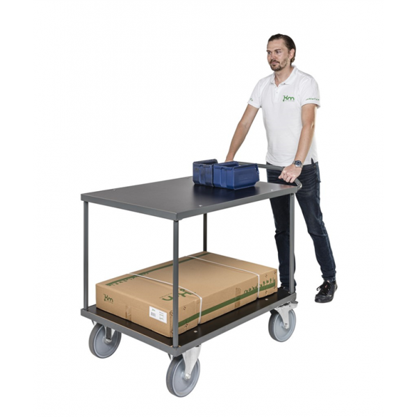 Tischwagen MDF Platte Markierungsfreie Rollen 2 Böden mit Bremse