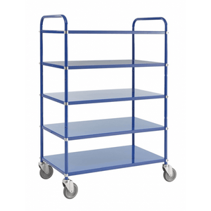 Etagenwagen 5 Böden bis 250kg belastbar 4 Lenkrollen, blau