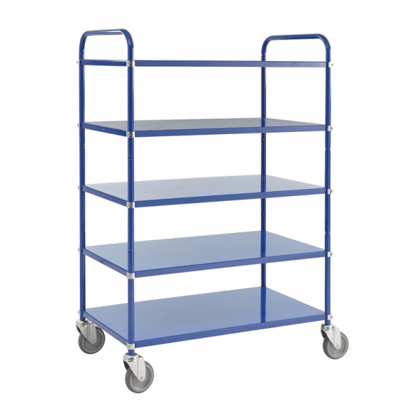 Etagenwagen 5 Böden bis 250kg belastbar 4 Lenkrollen, blau