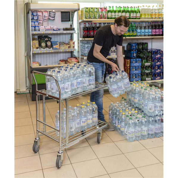 Gitterwagen Einkaufswagen, bis 300kg belastbar, 4 Lenkrollen, 2 davon mit Bremse, verzinkt