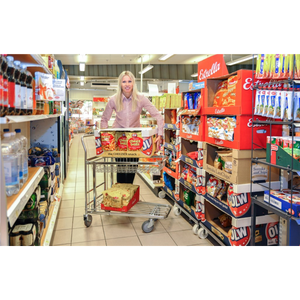 Gitterwagen Einkaufswagen, bis 300kg belastbar, 4 Lenkrollen, 2 davon mit Bremse, verzinkt