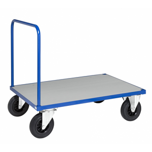 Plattformwagen Kofferwagen, bis 500kg belastbar, 2 Bockrollen, 2 Lenkrollen, blau