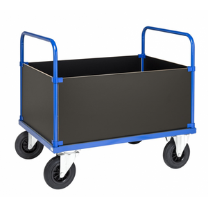 Plattformwagen Kofferwagen, bis 500kg belastbar, 2 Bockrollen, 2 Lenkrollen, blau