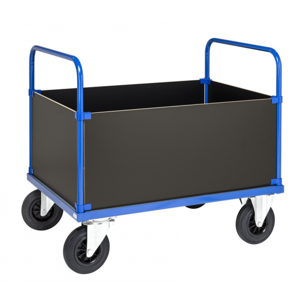 Plattformwagen Kofferwagen, bis 500kg belastbar, 2 Bockrollen, 2 Lenkrollen, blau