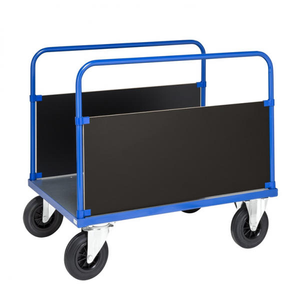 Plattformwagen Kofferwagen, bis 500kg belastbar, 2 Bockrollen, 2 Lenkrollen, blau
