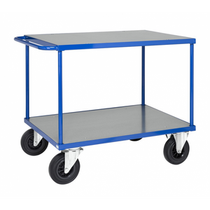 Plattformwagen Kofferwagen, bis 500kg belastbar, 2 Bockrollen, 2 Lenkrollen, blau