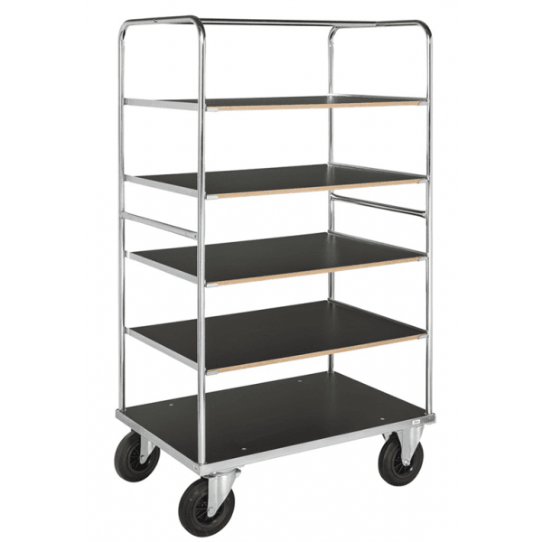Plattformwagen Multi-Etagenwagen, 5 Böden, bis 500kg belastbar, 2 Bockrollen, 2 Lenkrollen