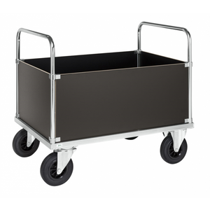 Plattformwagen Kofferwagen, bis 500kg belastbar, 2 Bockrollen, 2 Lenkrollen, silber