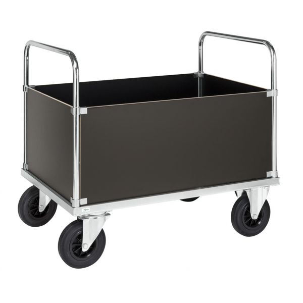 Plattformwagen Kofferwagen, bis 500kg belastbar, 2 Bockrollen, 2 Lenkrollen, silber