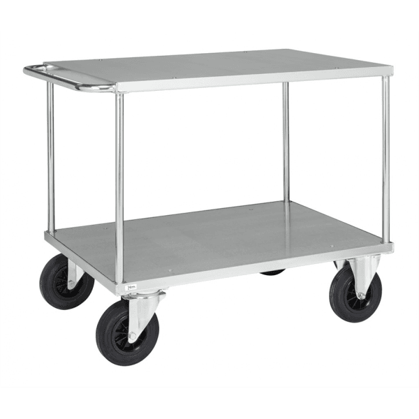 Plattformwagen Tischwagen, 2 Böden, bis 500kg belastbar, 2 Bockrollen, 2 Lenkrollen,