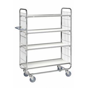 Etagenwagen 4 Böden, bis 250kg belastbar, 4 Lenkrollen, 2 davon mit Bremse