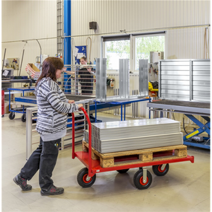 Extra großer Plattformwagen, bis 1200kg belastbar, 2 Bockrollen, 2 Lenkrollen