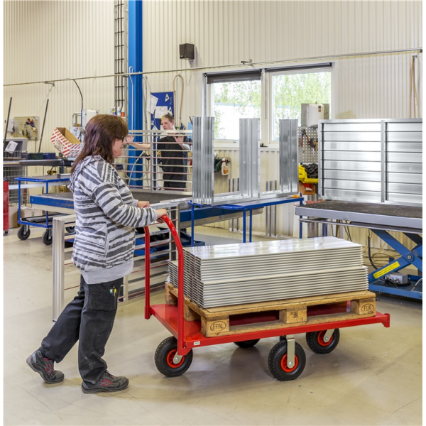 Extra großer Plattformwagen, bis 1200kg belastbar, 2 Bockrollen, 2 Lenkrollen