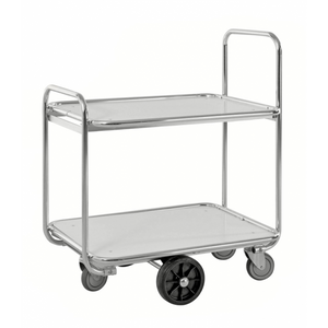 Kommissionierwagen mit 2 Böden, bis 300kg belastbar, 2 Bockrollen, 4 Lenken