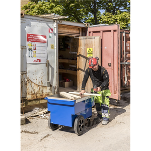 Baustellenwagen Werkzeugwagen, bis 400kg belastbar, 2 Lenk- und 2 Bockrollen, blau