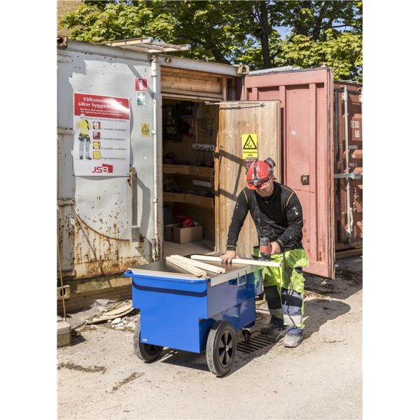 Baustellenwagen Werkzeugwagen, bis 400kg belastbar, 2 Lenk- und 2 Bockrollen, blau