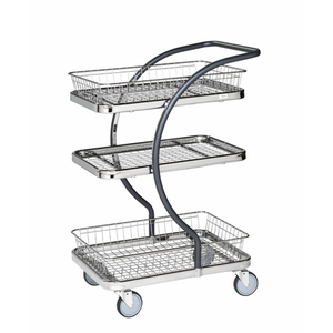 Servierwagen C-Line Einkaufswagen, bis 120kg belastbar, 4 Lenkrollen, 2 davon mit Bremse