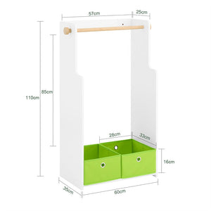 Kindergarderobe | Kleiderschrank Kinder | Kleiderständer | Grün/Weiss