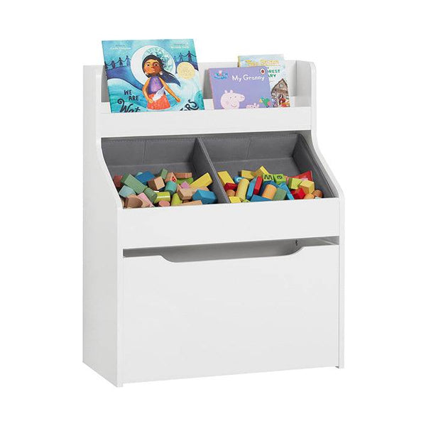 Kinderregal mit 2 Stoffboxen Bücherregal Spielzeugtruhe mit Rollen KMB71-W
