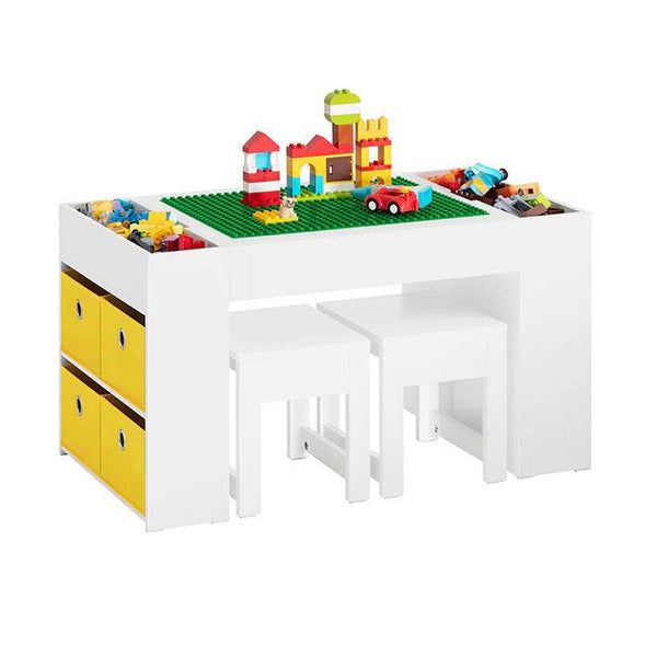Kindertisch Mit 2 Stühlen Kindersitzgruppe Spieltisch Weiss| KMB75-W