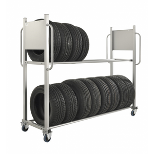 Karren Reifentransportwagen, bis 300kg belastbar, 2 Bockrollen, 2 Lenkrollen, grau