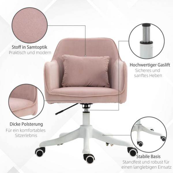 Bürostuhl mit Vibrationsfunktion USB-Schrittstelle Massagefunktion Lendenkissen höhenverstellbar Rosa
