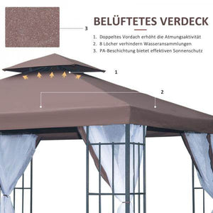 Pavillon Gartenpavillon Partyzelt Gartenzelt Festzelt Doppeldach 3x3m