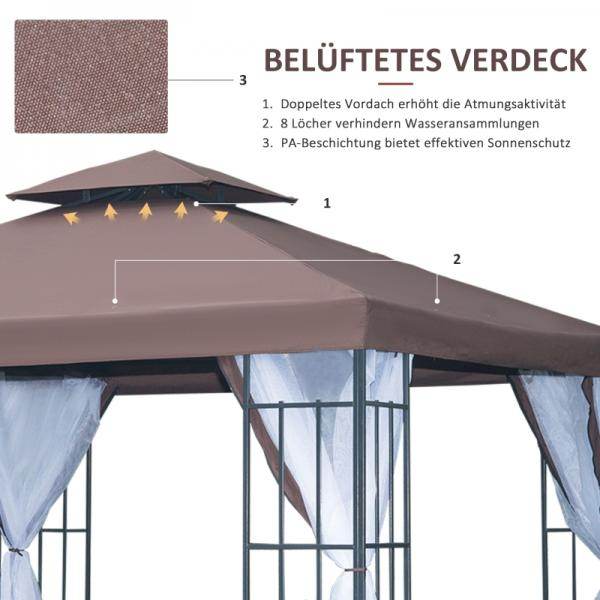 Pavillon Gartenpavillon Partyzelt Gartenzelt Festzelt Doppeldach 3x3m