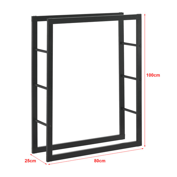 Kaminholzregal Täby Stahl 80x25x100cm Schwarz