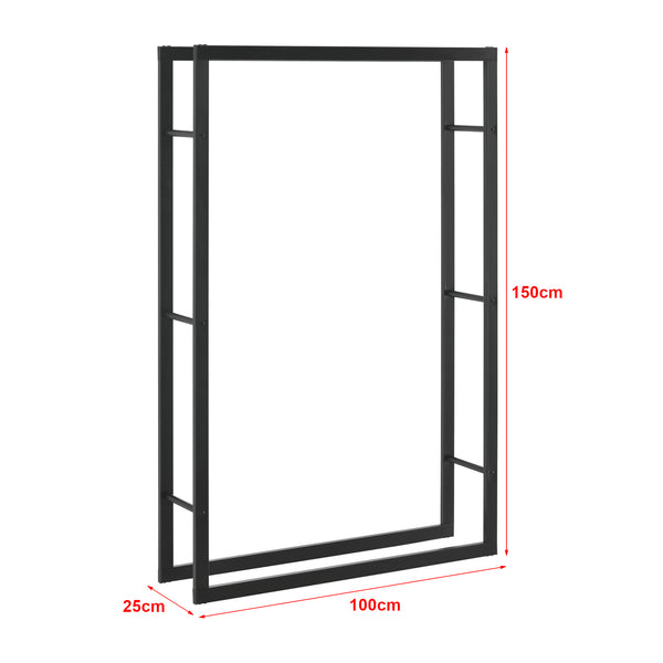 Kaminholzregal Täby Stahl 100x25x150cm Schwarz