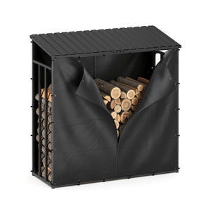 Kaminholzregal mit Dach FARGO 185 x 70 x 185 cm schwarz