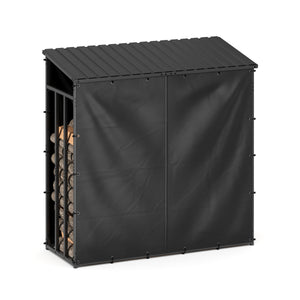 Kaminholzregal mit Dach FARGO 185 x 70 x 185 cm schwarz