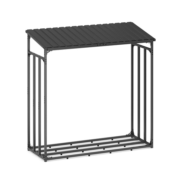 Kaminholzregal mit Dach FARGO 185 x 70 x 185 cm schwarz