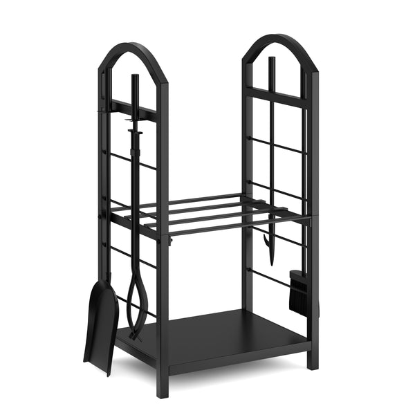 Kaminholzregal mit Kaminbesteck 40 x 30 x 74 cm