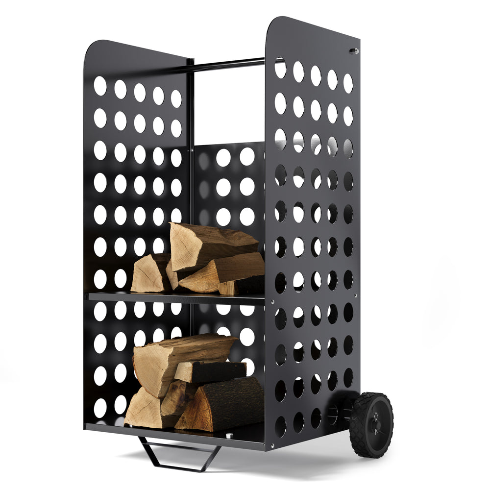 Black firewood cart